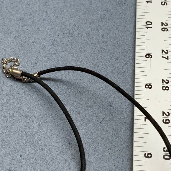 Dolphin Pendant Necklace 18 In Silver Mother of Pearl Rainbow Inlay Black Cord - Picture 5 of 6